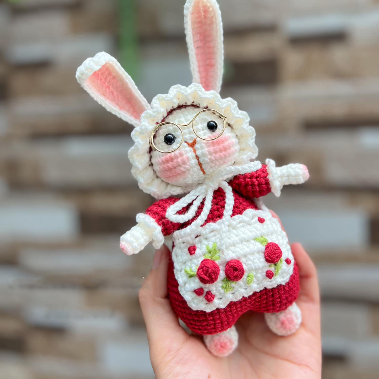 Handmade Cute Crocheted Lovey Bunny Plush Toy