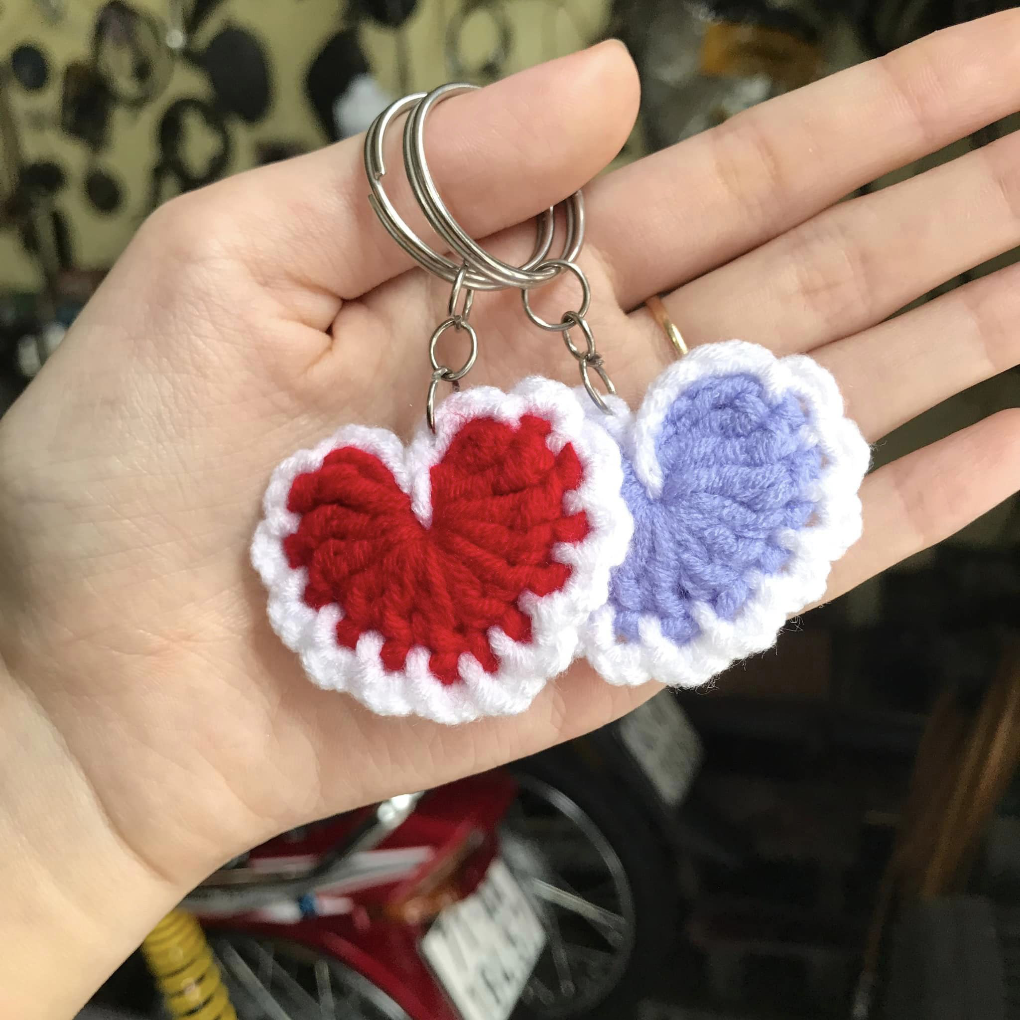 Handmade Two-Color Heart Shaped Keychain