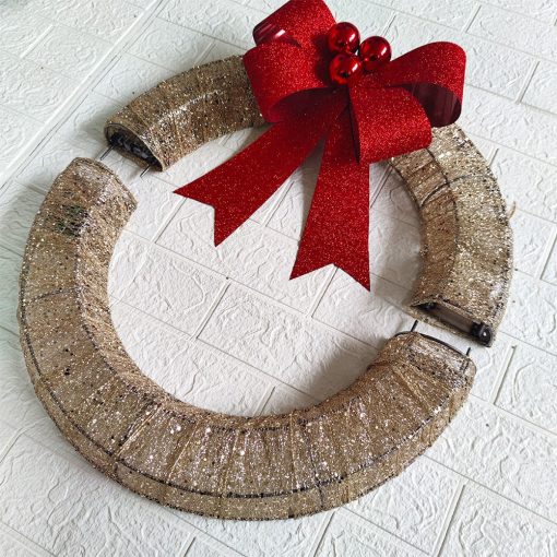 Christmas Decorations Lighted, Christmas Wreath LED Warm Light, Hanging Glowing Wreath for Front Door Wall
